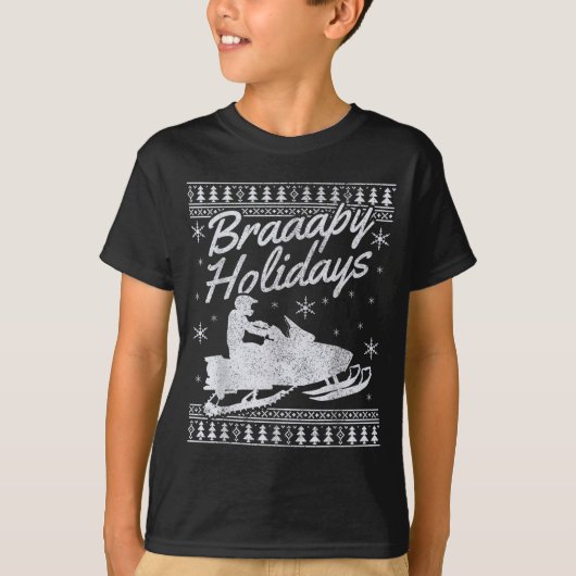 Snowmobile Braapy Holidays Funny Braap Ugly Christ T-shirt (Voorkant)