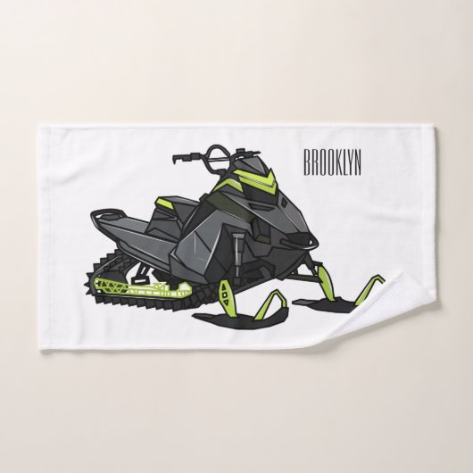 Snowmobile cartoon illustratie bad handdoek (Handdoek)