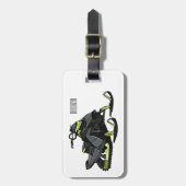 Snowmobile cartoon illustratie bagagelabel (Voorkant verticaal)