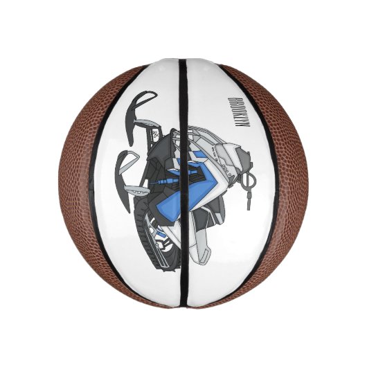 Snowmobile cartoon illustratie basketbal (Verticaal)