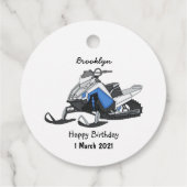 Snowmobile cartoon illustratie bedankjes labels (Achterkant)