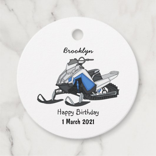 Snowmobile cartoon illustratie bedankjes labels (Voorkant)
