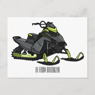 Snowmobile cartoon illustratie briefkaart