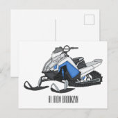 Snowmobile cartoon illustratie briefkaart (Voorkant / Achterkant)