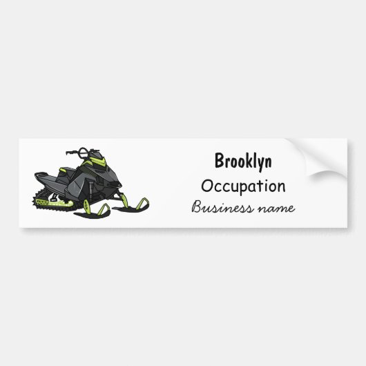 Snowmobile cartoon illustratie bumpersticker (Voorkant)