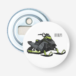 Snowmobile cartoon illustratie button flesopener