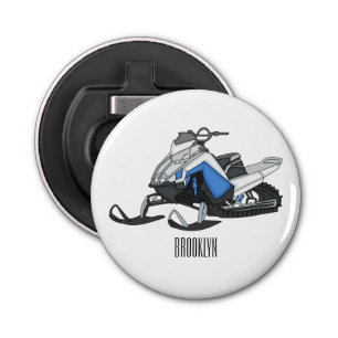 Snowmobile cartoon illustratie button flesopener