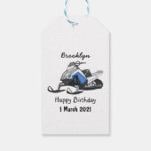 Snowmobile cartoon illustratie cadeaulabel (Achterkant)