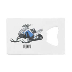 Snowmobile cartoon illustratie creditkaart flessenopener
