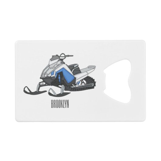 Snowmobile cartoon illustratie creditkaart flessenopener (Voorkant (Horizontaal))