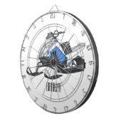 Snowmobile cartoon illustratie dartbord (Voorkant Rechts)