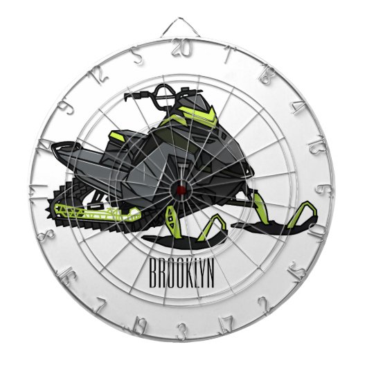 Snowmobile cartoon illustratie dartbord (Voorkant)