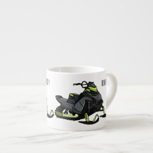 Snowmobile cartoon illustratie espresso kop