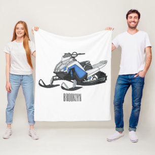 Snowmobile cartoon illustratie fleece deken