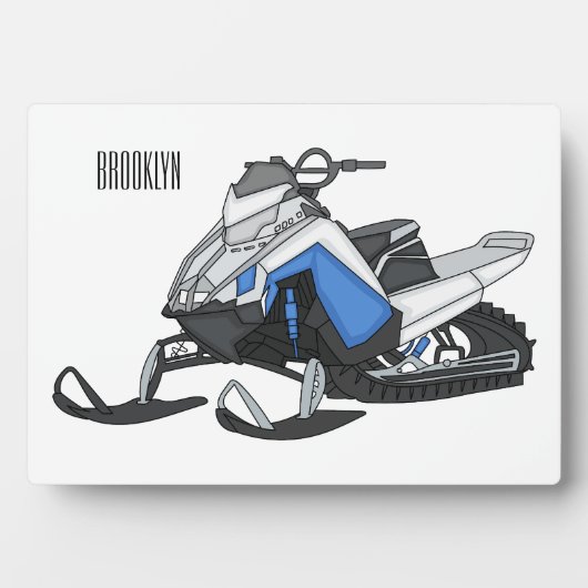 Snowmobile cartoon illustratie fotoplaat (voorkant)