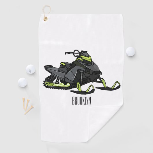 Snowmobile cartoon illustratie golfhanddoek (Insitu)