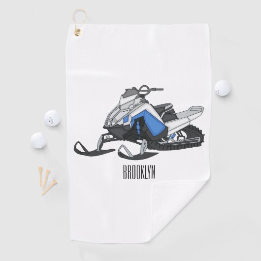 Snowmobile cartoon illustratie golfhanddoek (Insitu)