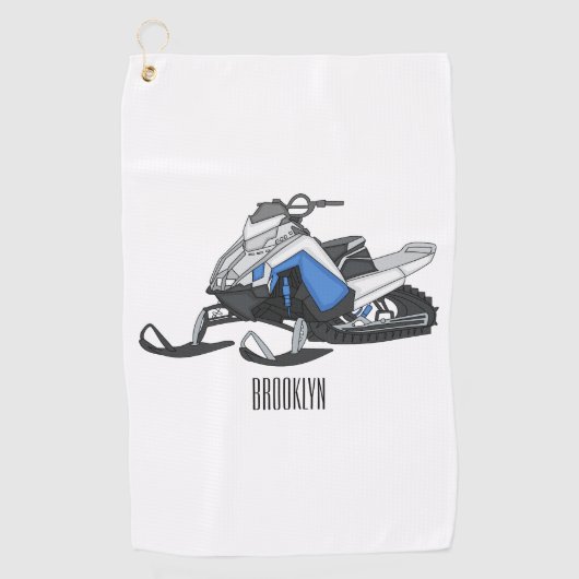 Snowmobile cartoon illustratie golfhanddoek (Voorkant)