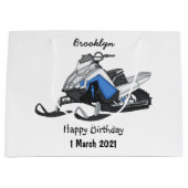Snowmobile cartoon illustratie groot cadeauzakje (Voorkant)
