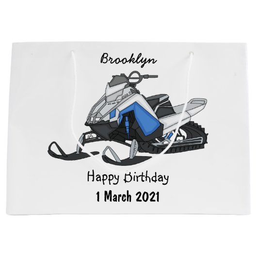 Snowmobile cartoon illustratie groot cadeauzakje (Voorkant)