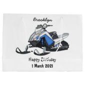 Snowmobile cartoon illustratie groot cadeauzakje (Achterkant)