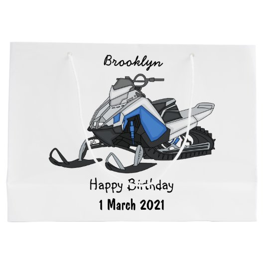 Snowmobile cartoon illustratie groot cadeauzakje (Achterkant)