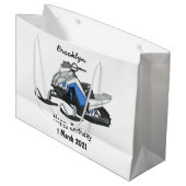 Snowmobile cartoon illustratie groot cadeauzakje (Voorkant Gekanteld)