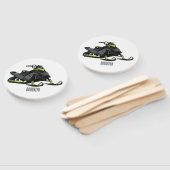 Snowmobile cartoon illustratie handwaaier (Niet-gemonteerd)