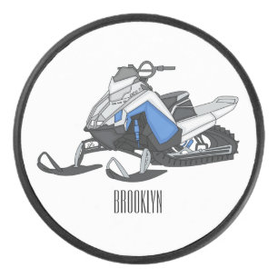 Snowmobile cartoon illustratie hockey puck