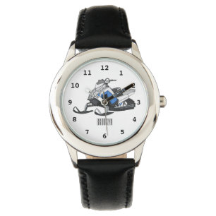 Snowmobile cartoon illustratie horloge