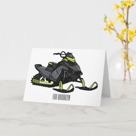 Snowmobile cartoon illustratie kaart (Gele Bloem)