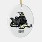 Snowmobile cartoon illustratie keramisch ornament (Rechts)
