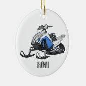 Snowmobile cartoon illustratie keramisch ornament (Rechts)