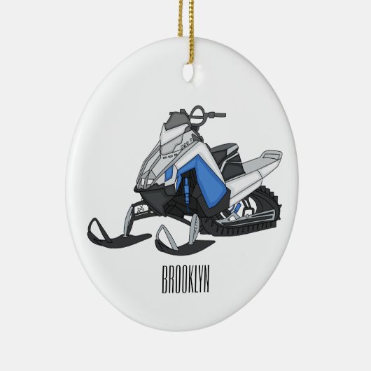 Snowmobile cartoon illustratie keramisch ornament (Rechts)