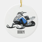Snowmobile cartoon illustratie keramisch ornament (Voorkant)