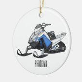 Snowmobile cartoon illustratie keramisch ornament (Links)