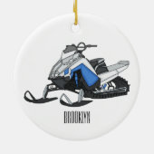 Snowmobile cartoon illustratie keramisch ornament (Achterkant)