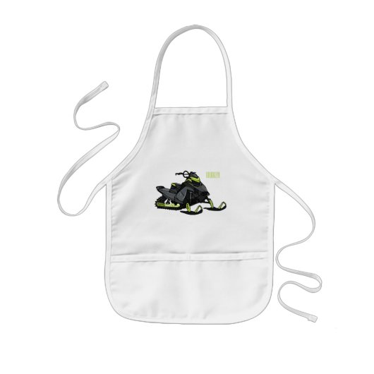 Snowmobile cartoon illustratie kinder schort (Voorkant)