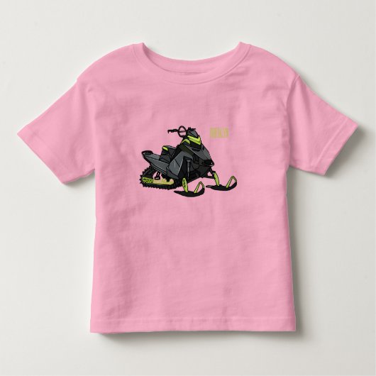 Snowmobile cartoon illustratie kinder shirts (Voorkant)