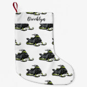 Snowmobile cartoon illustratie kleine kerstsok (Voorkant)