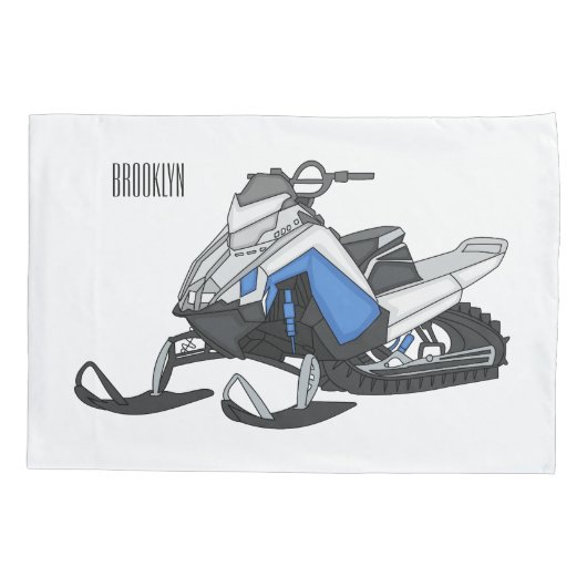 Snowmobile cartoon illustratie kussensloop (Achterkant)