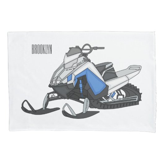 Snowmobile cartoon illustratie kussensloop (Voorkant)