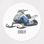 Snowmobile cartoon illustratie labels (Design 2)