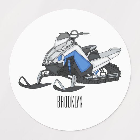 Snowmobile cartoon illustratie labels (Design 2)