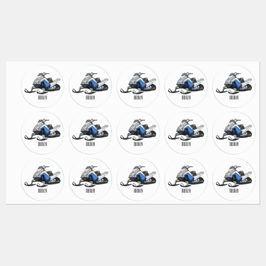 Snowmobile cartoon illustratie labels (Vel)