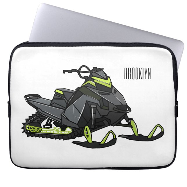 Snowmobile cartoon illustratie laptop sleeve (Voorkant)