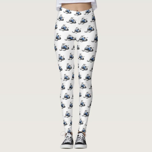 Snowmobile cartoon illustratie leggings (Voorkant)