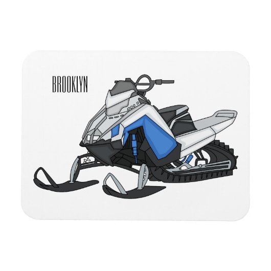 Snowmobile cartoon illustratie magneet (Horizontaal)