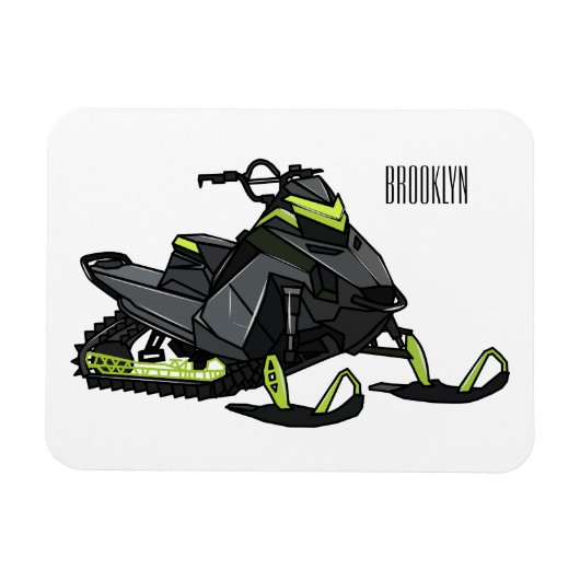 Snowmobile cartoon illustratie magneet (Horizontaal)