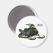 Snowmobile cartoon illustratie magneet (Voorkant / Achterkant)